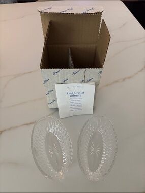 Vintage Princess House Crystal Spoon Fork Buffet Silverware Holders (set of two)